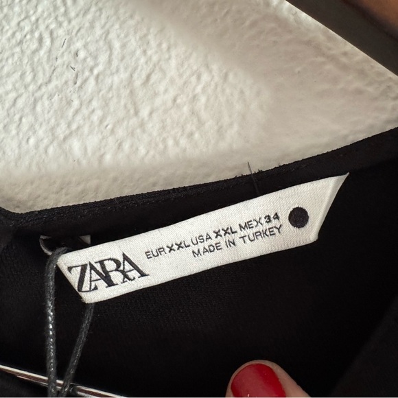 Zara Black Organza Puff Sleeve Blouse Goth Glam XXL Dark Academia Avant-Garde - Picture 8 of 15